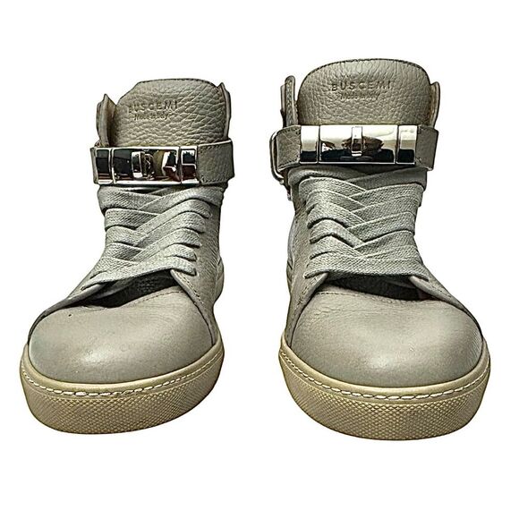 Buscemi High Top Men’s Sneaker Gray Leather Size EU 41 US 8.5  Pre-Owned - Picture 12 of 12
